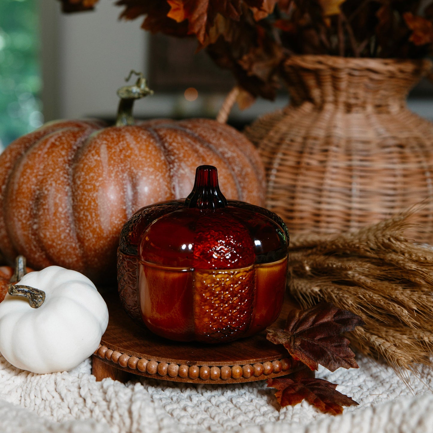 Amber Glass Pumpkin Candle