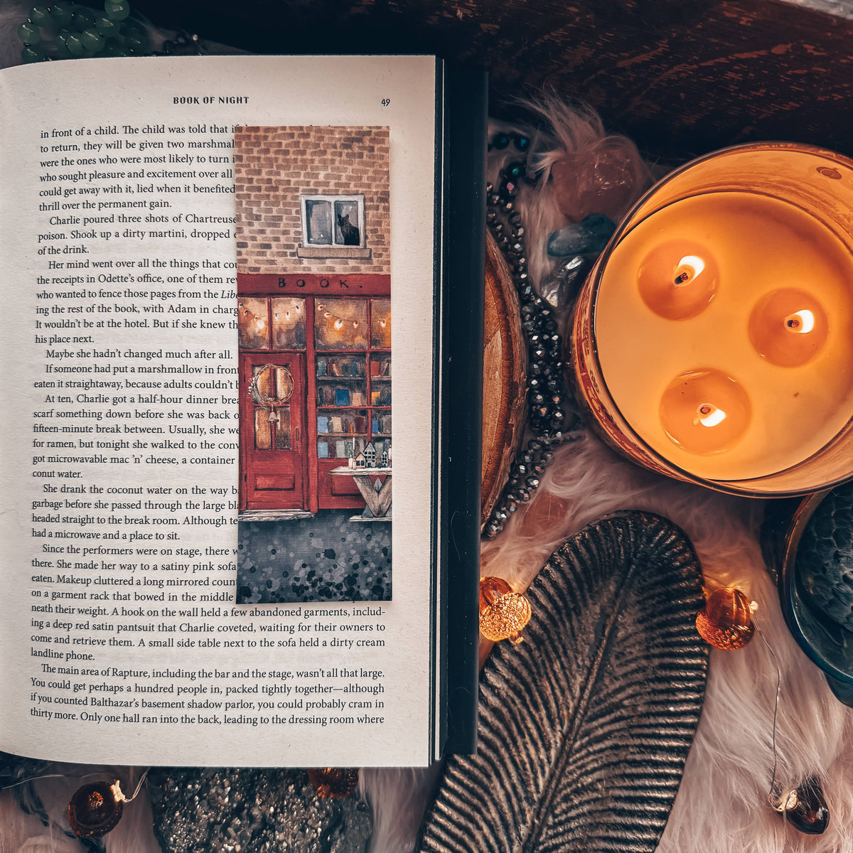 Winter Book Store Cozy Watercolor Bookmark