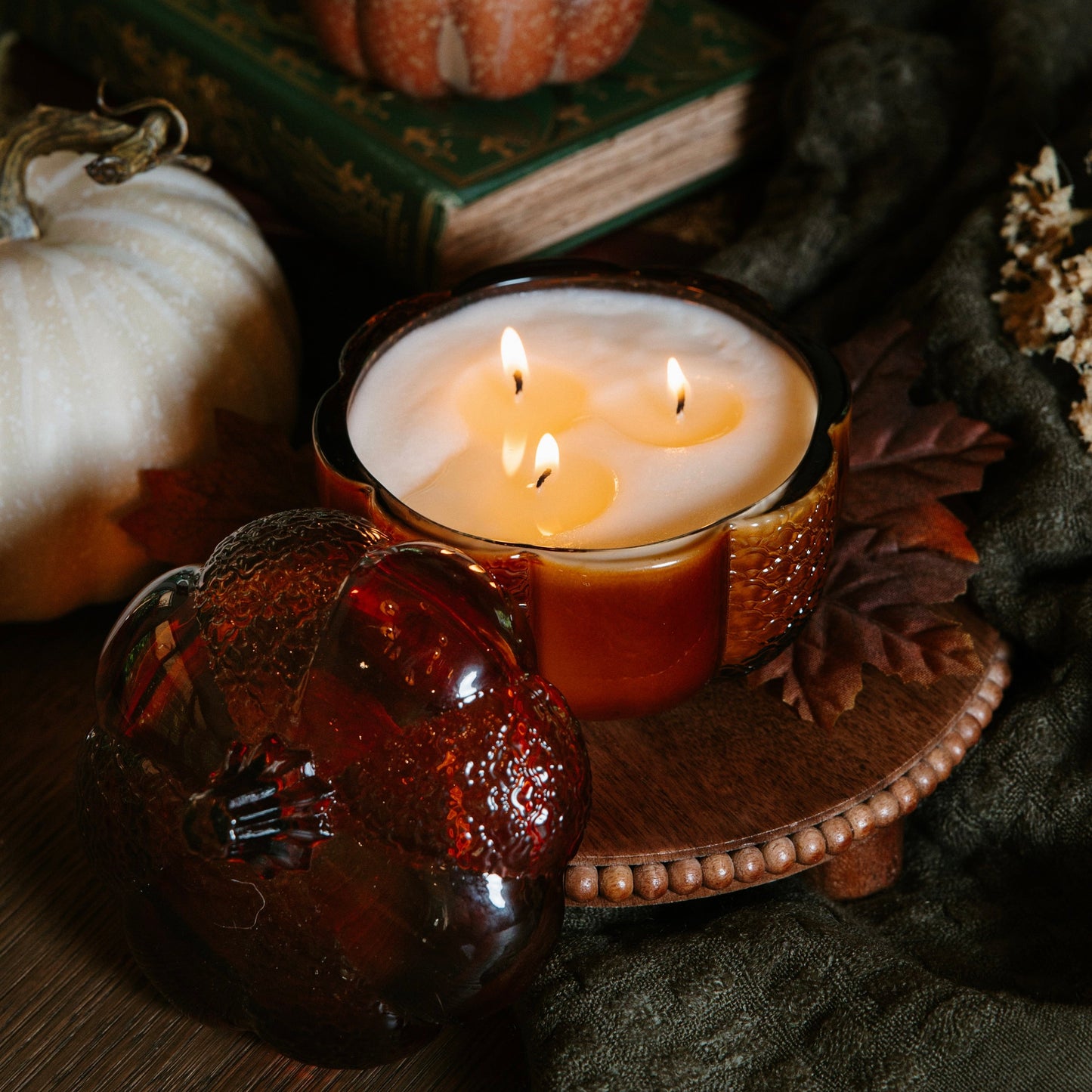 Amber Glass Pumpkin Candle