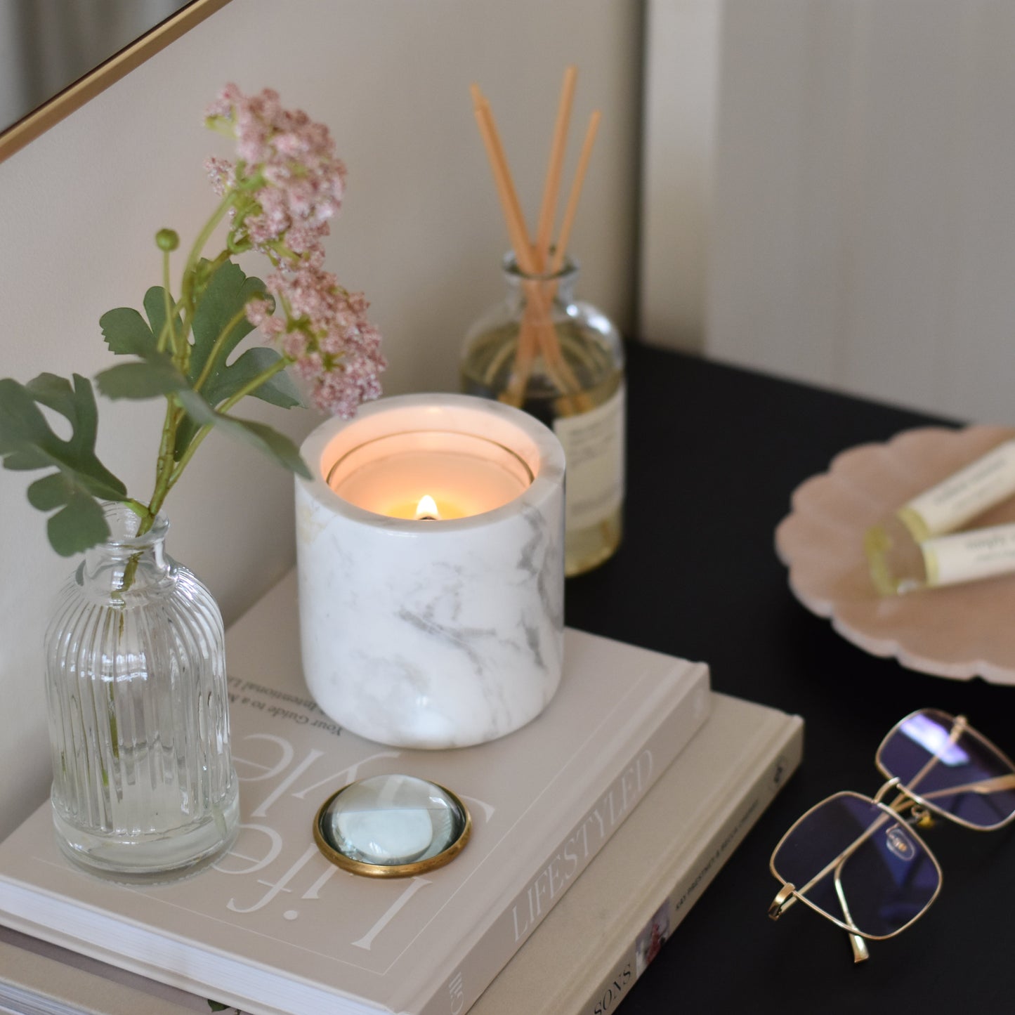 Marble Holder & Candle Insert