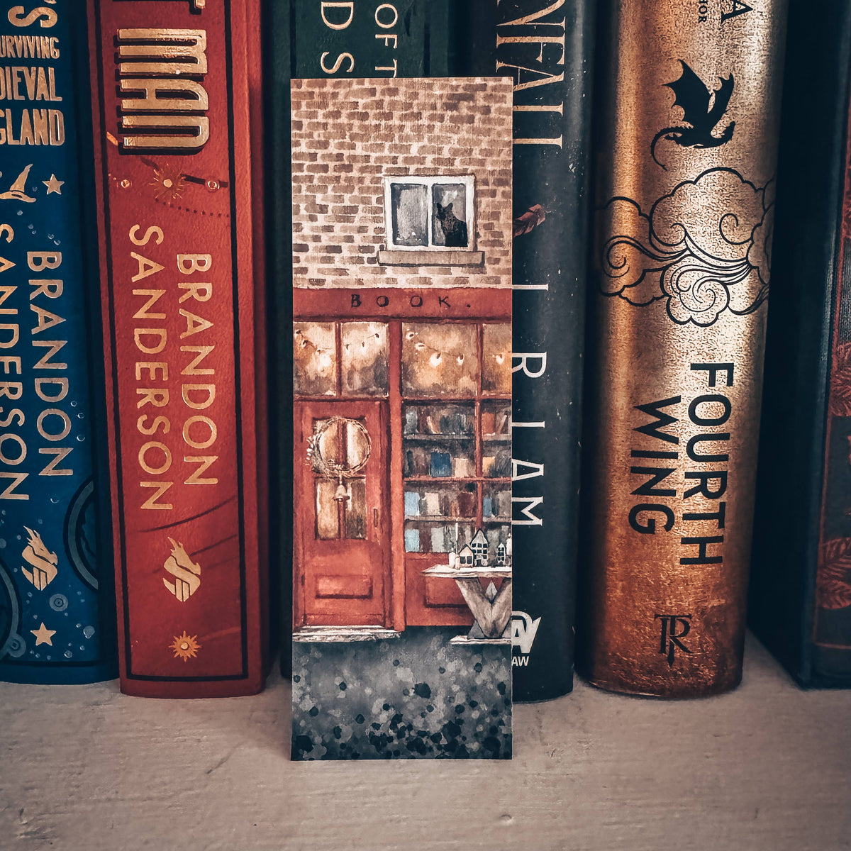 Winter Book Store Cozy Watercolor Bookmark