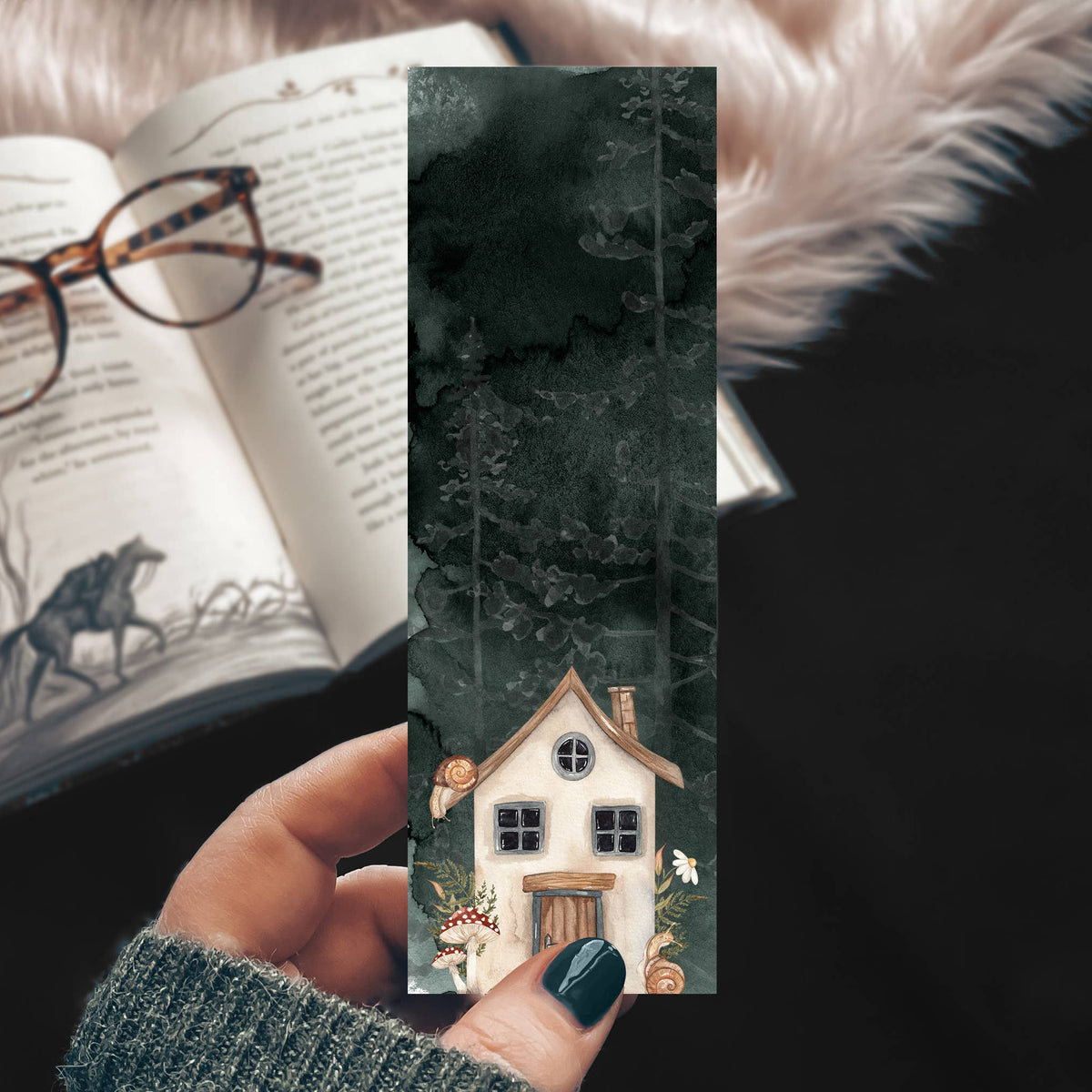 Mushroom Cottage with Snails Bookmark
